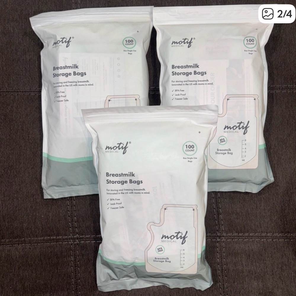 Lot of 3 Motif Medical Breast Milk Storage Bags 8oz Single Use 100 count
